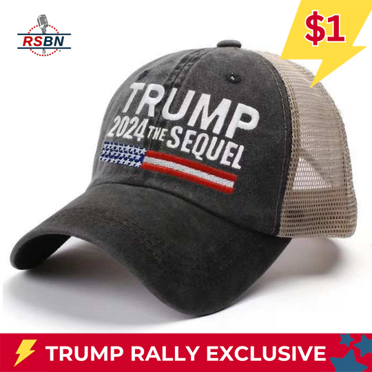 Trump 2024 "The Sequel" Mesh Trucker Hat (Black) - 0217