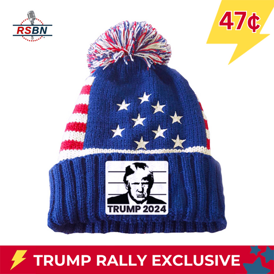 TRUMP PATRIOTIC POM POM BEANIE - TRUMP 2024