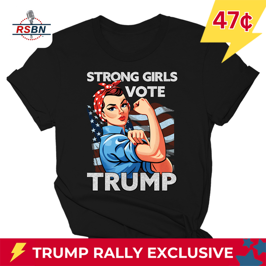 Rosie Riveter Strong Girls Vote Trump Tee