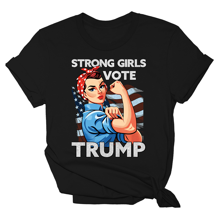 Rosie Riveter Strong Girls Vote Trump Tee