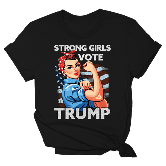 Rosie Riveter Strong Girls Vote Trump Tee