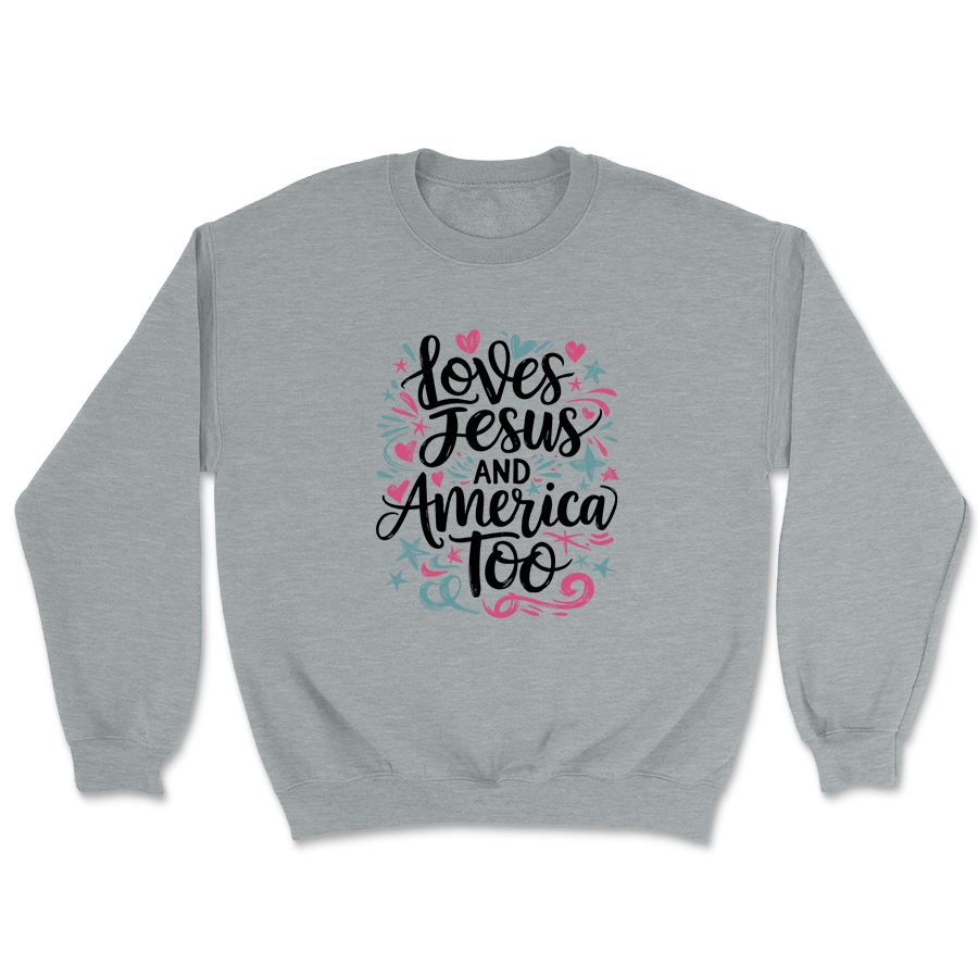 Loves Jesus And America Too Crewneck - 3470