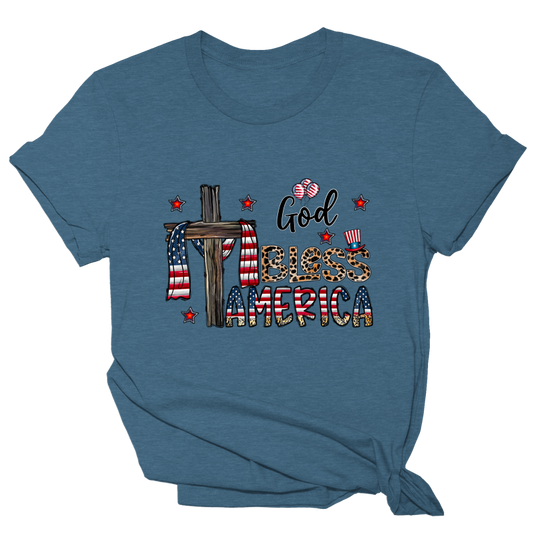 God Bless America Cross Tee - 1081