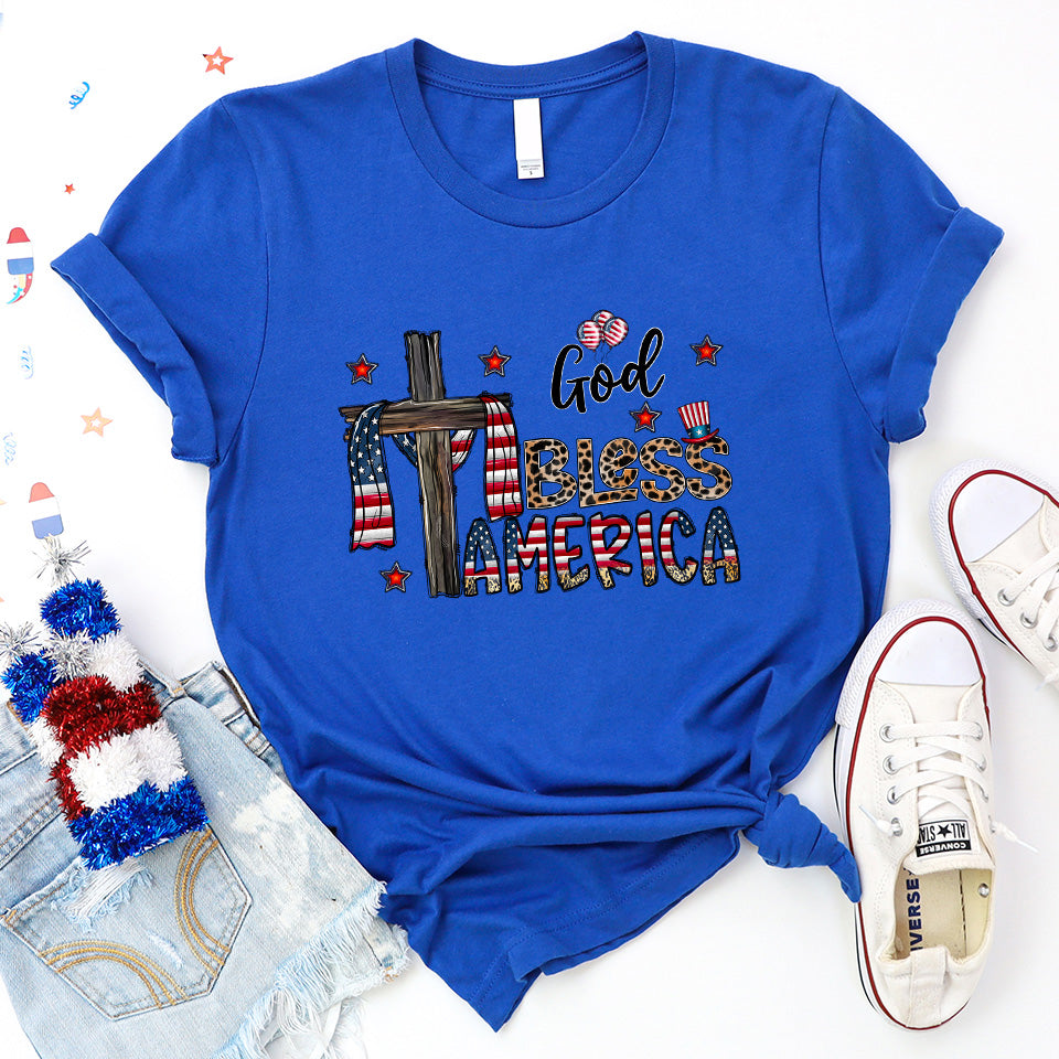 God Bless America Cross Tee - 1081