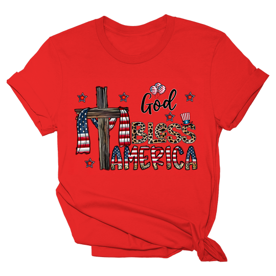 God Bless America Cross Tee - 1081