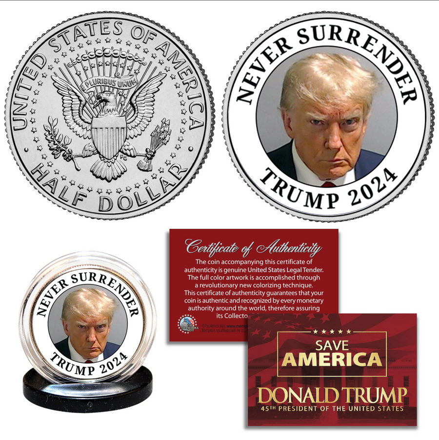 Never Surrender Trump 2024 Coin - 7780 – I Love My Freedom