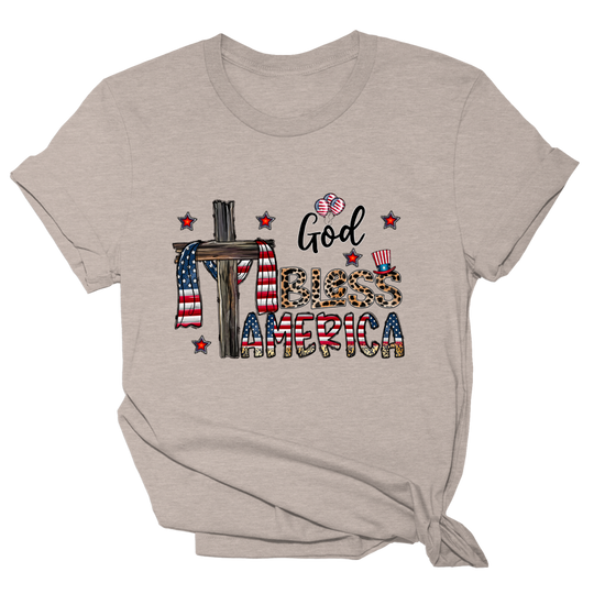 God Bless America Cross Tee - 1081