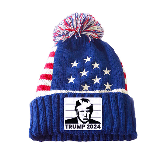 TRUMP PATRIOTIC POM POM BEANIE - TRUMP 2024