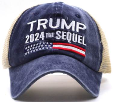 Trump 2024 The Sequel Mesh Trucker Hat Navy 5401 I Love My Freedom   2024SequelHat 