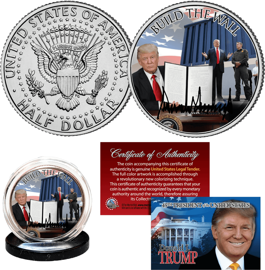 Build The Wall JFK Half Dollar - I Love My Freedom