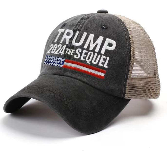 Trump 2024 "The Sequel" Mesh Trucker Hat (Black) - 0217